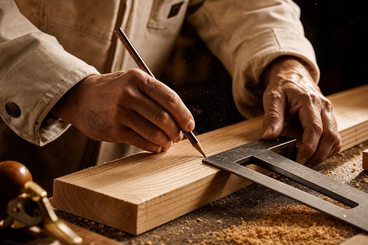 Close-up of precise contractor craftsmanship