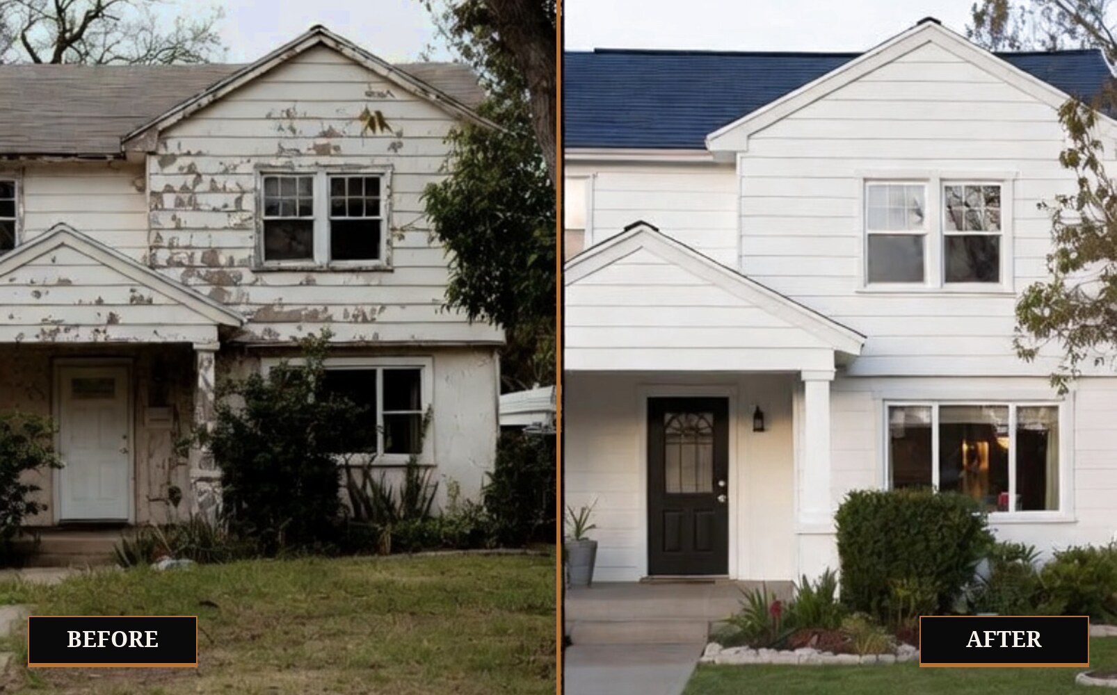 Exterior of a Central Valley home with new siding and roof completed by On Point Design Construction