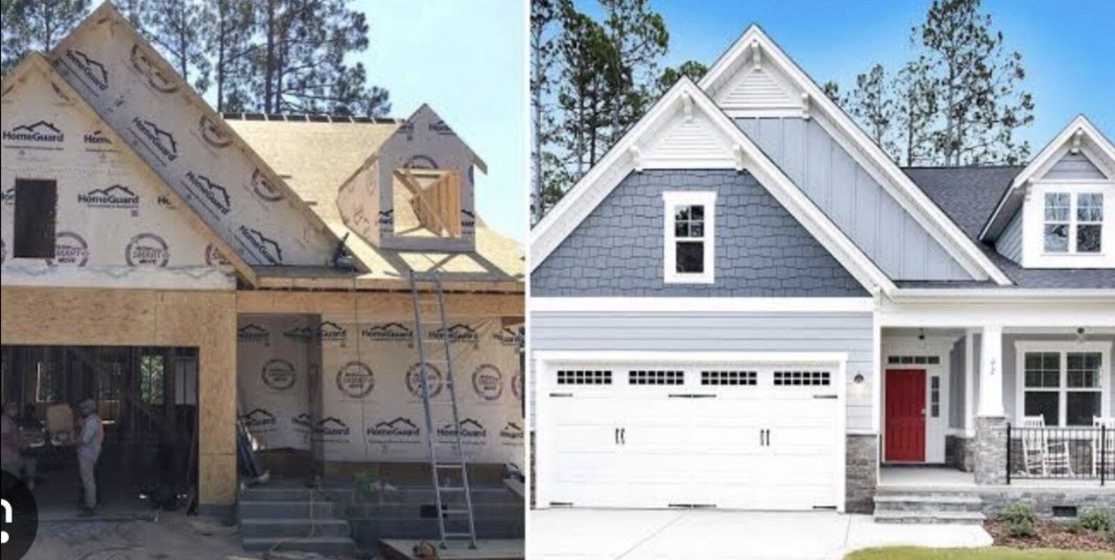 New residential construction by On Point Design Construction shown from framing through completed exterior